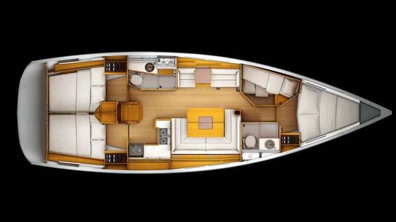 Distribución del barco Sun Odyssey 439