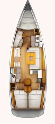 Layout of the boat Sun Odyssey 439