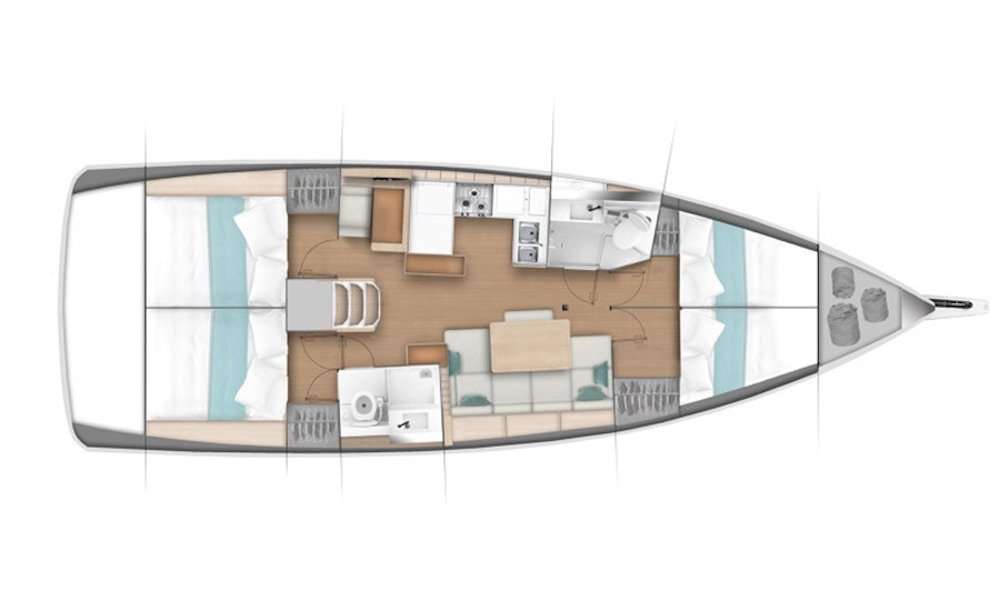 Layout of the boat Sun Odyssey 440