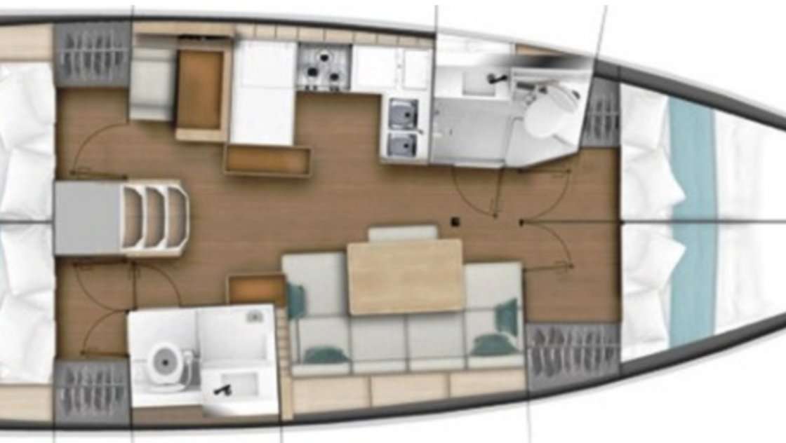 Distribución del barco Sun Odyssey 440