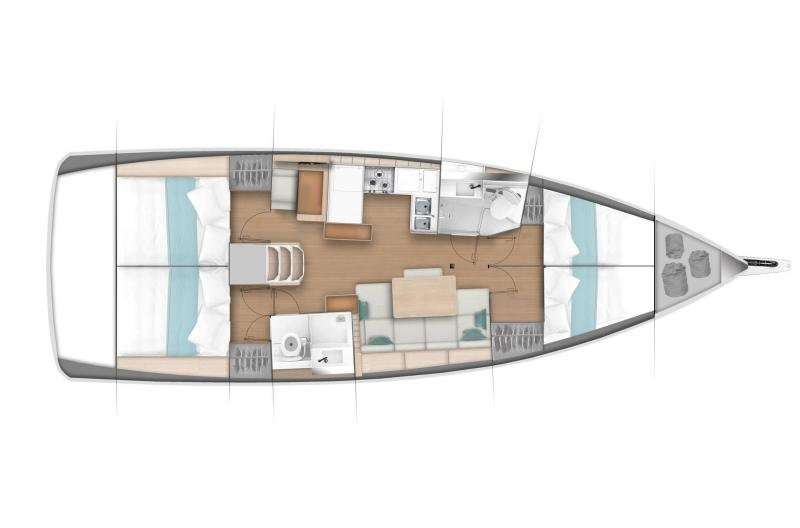 Layout of the boat Sun Odyssey 440