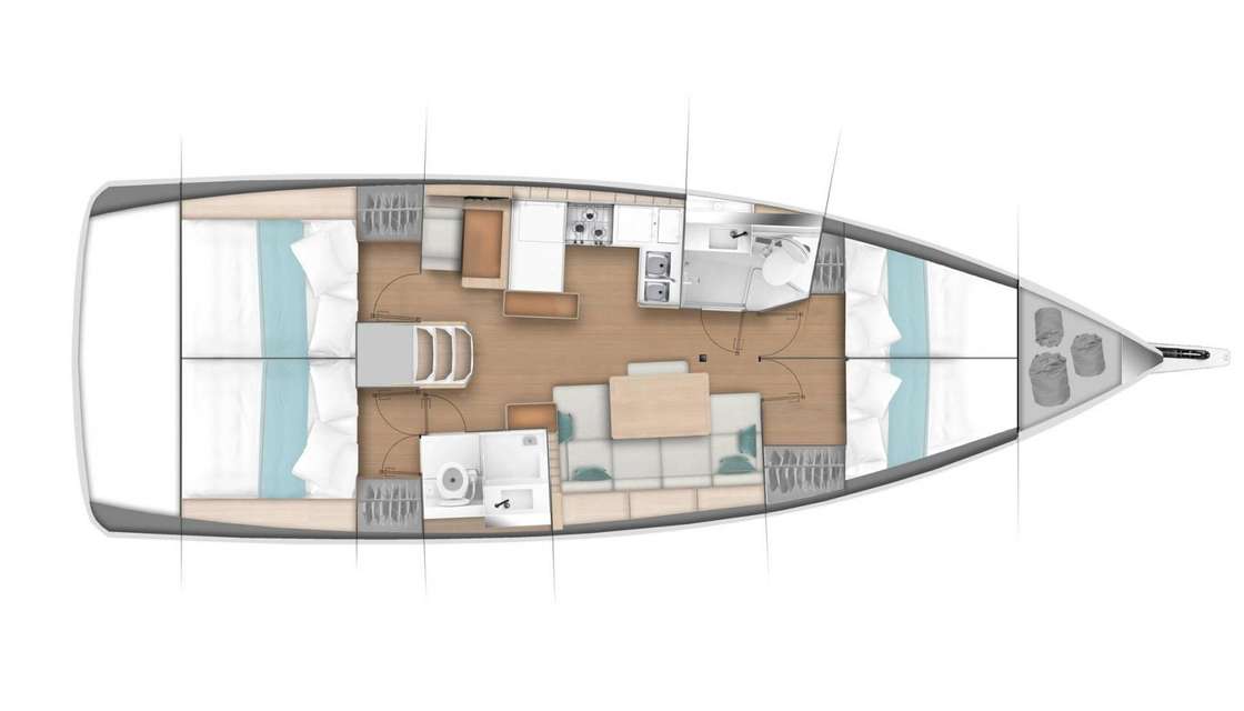 Layout of the boat Sun Odyssey 440