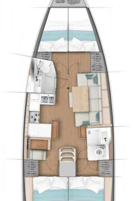 Layout of the boat Sun Odyssey 440