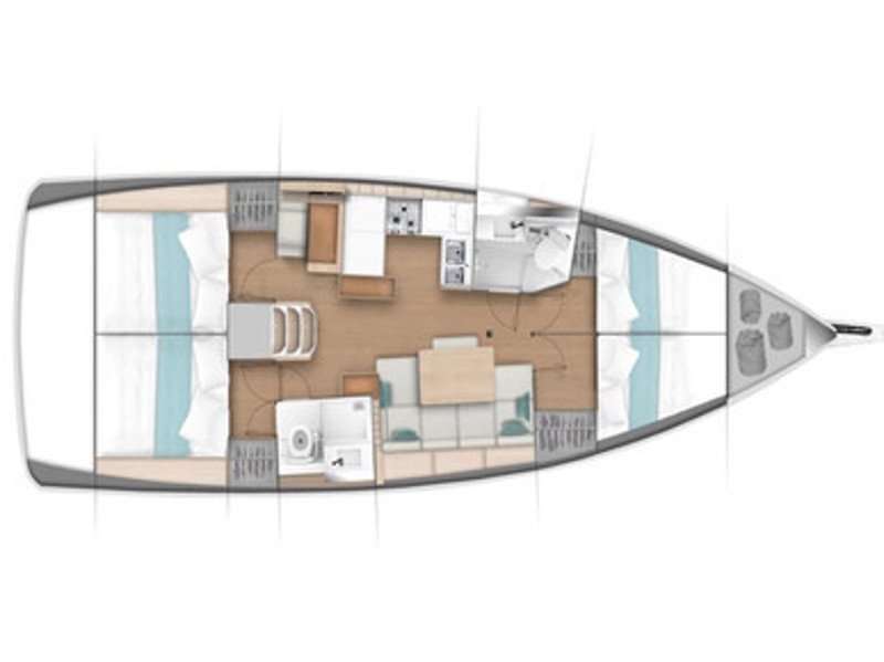 Layout of the boat Sun Odyssey 440