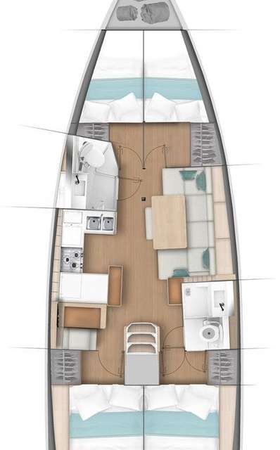 Layout of the boat Sun Odyssey 440