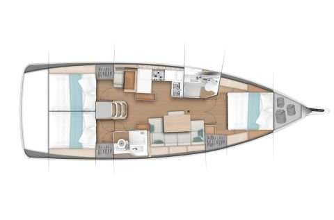 Layout of the boat Sun Odyssey 440