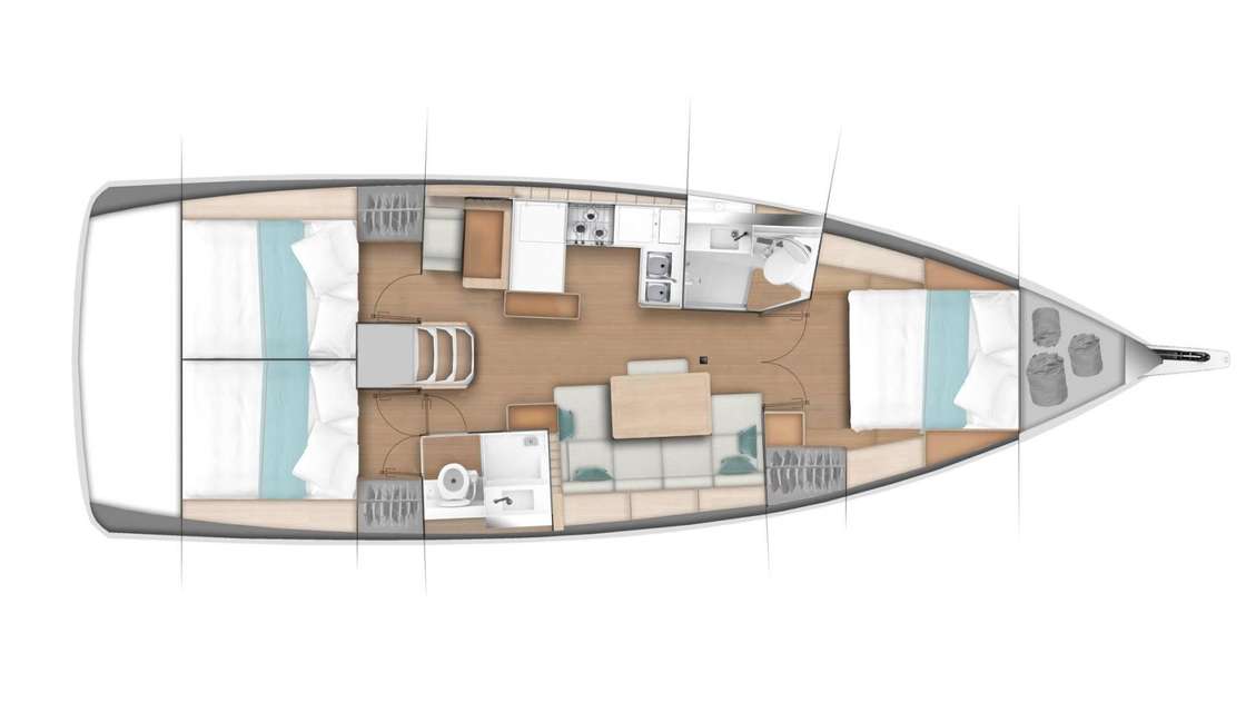 Layout of the boat Sun Odyssey 440