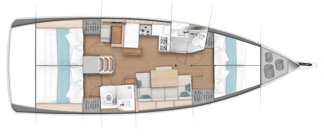 Layout of the boat Sun Odyssey 440