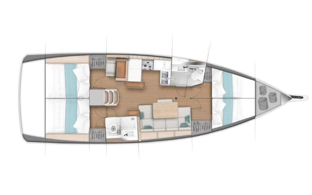 Layout of the boat Sun Odyssey 440