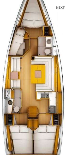 Layout of the boat Sun Odyssey 449