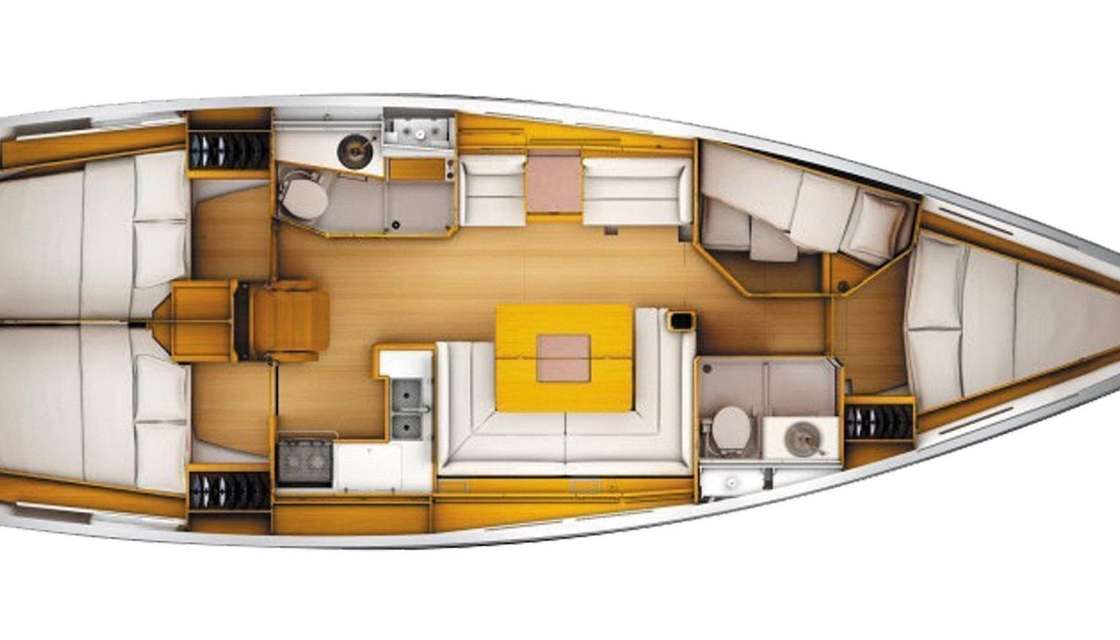 Layout of the boat Sun Odyssey 449