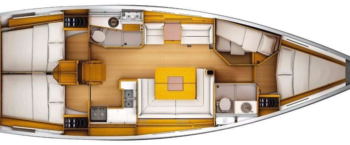 Layout of the boat Sun Odyssey 449