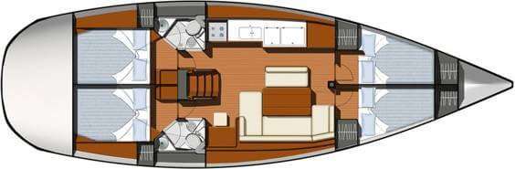 Layout of the boat Sun Odyssey 44i