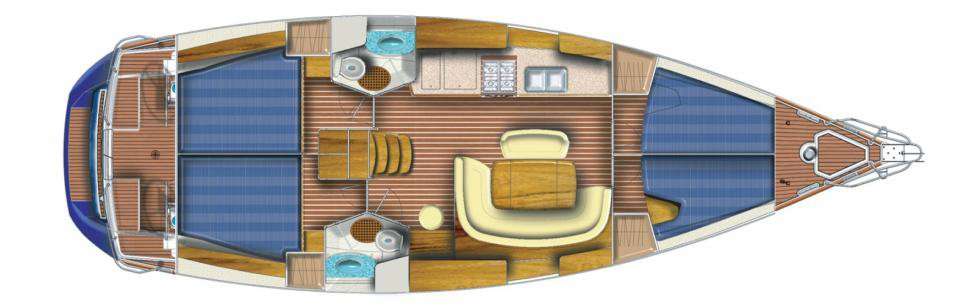 Layout of the boat Sun Odyssey 45