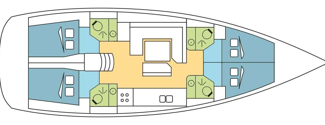 Layout of the boat Sun Odyssey 479