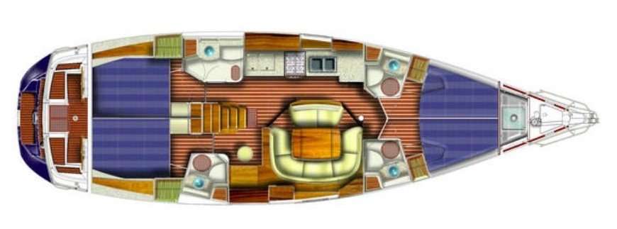 Layout of the boat Sun Odyssey 49