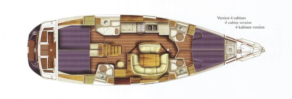 Layout of the boat Sun Odyssey 49