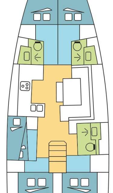 Layout of the boat Sun Odyssey 490