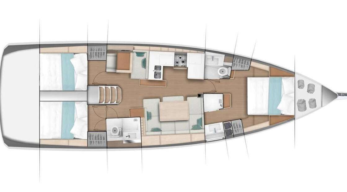 План яхты Sun Odyssey 490