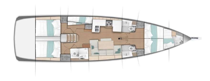 Piano della barca Sun Odyssey 490