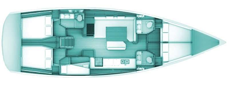 Distribución del barco Sun Odyssey 509