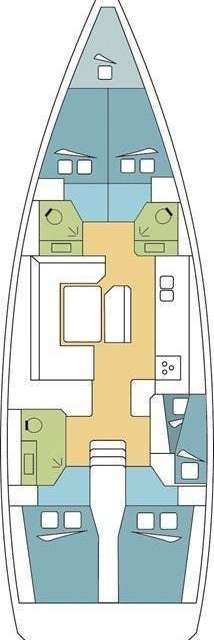 Layout of the boat Sun Odyssey 509