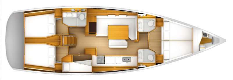 Layout of the boat Sun Odyssey 519