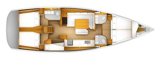 Layout of the boat Sun Odyssey 519