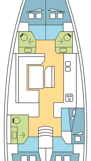 Layout of the boat Sun Odyssey 519