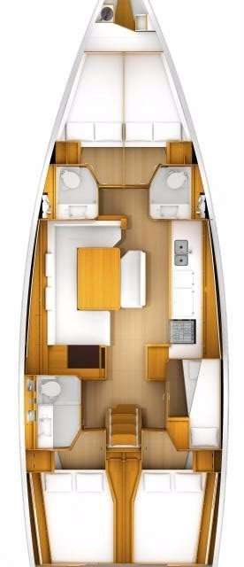 Layout of the boat Sun Odyssey 519