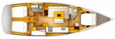 Distribución del barco Sun Odyssey 519