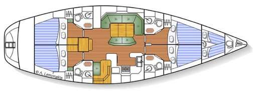 Distribución del barco Sun Odyssey 52.2