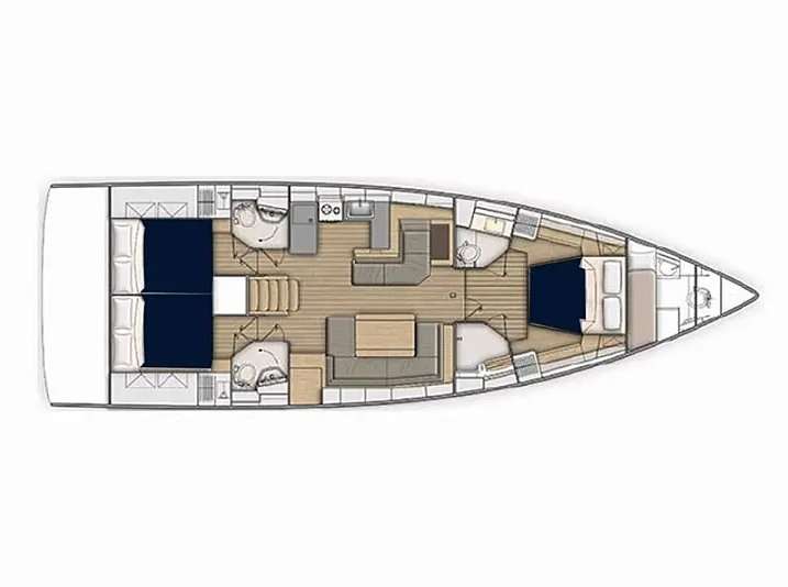 Layout of the boat Sun Odyssey 52.2