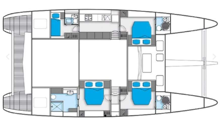 Layout of the boat Sunreef 60