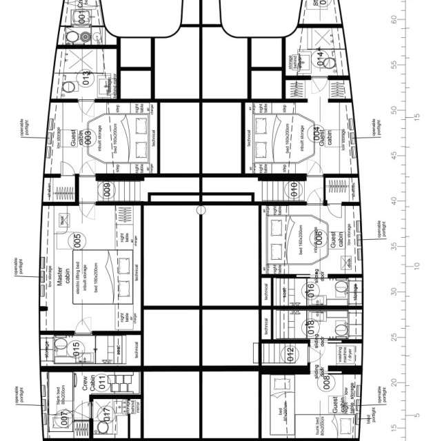 Layout of the boat Sunreef 70 Power