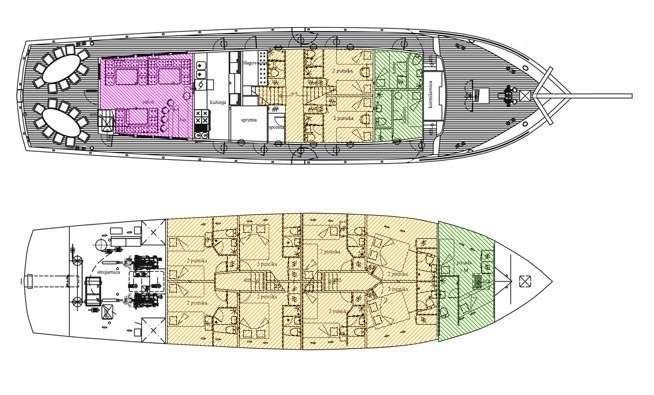 Layout of the boat Tajna Mora