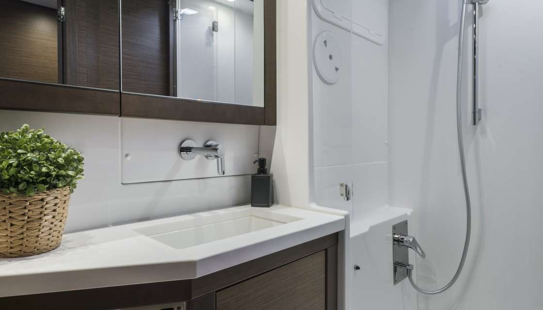 Une salle de bains spacieuse et bien agenc&eacute;e