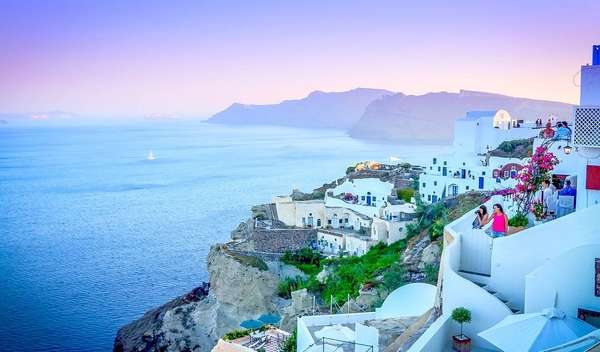 Meerblick von den Gassen auf Santorin
