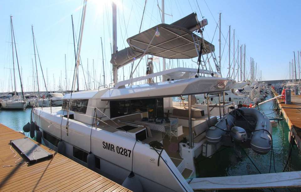 Your Dufour 48 Catamaran at the port